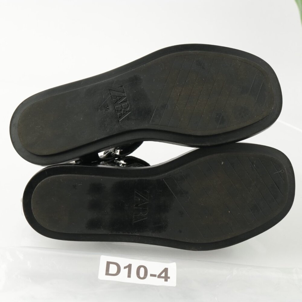 Zara Womens Sandal Size 36 6 Black Croc Strappy Flat Casual Sporty Shoe Vegan - Picture 9 of 11
